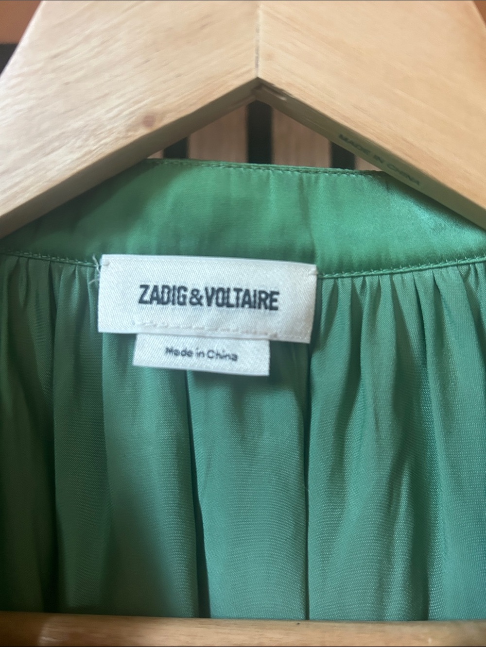 Zadig & Voltaire Emerald Green Silk V-Neck Blouse size S - Picture 2 of 5